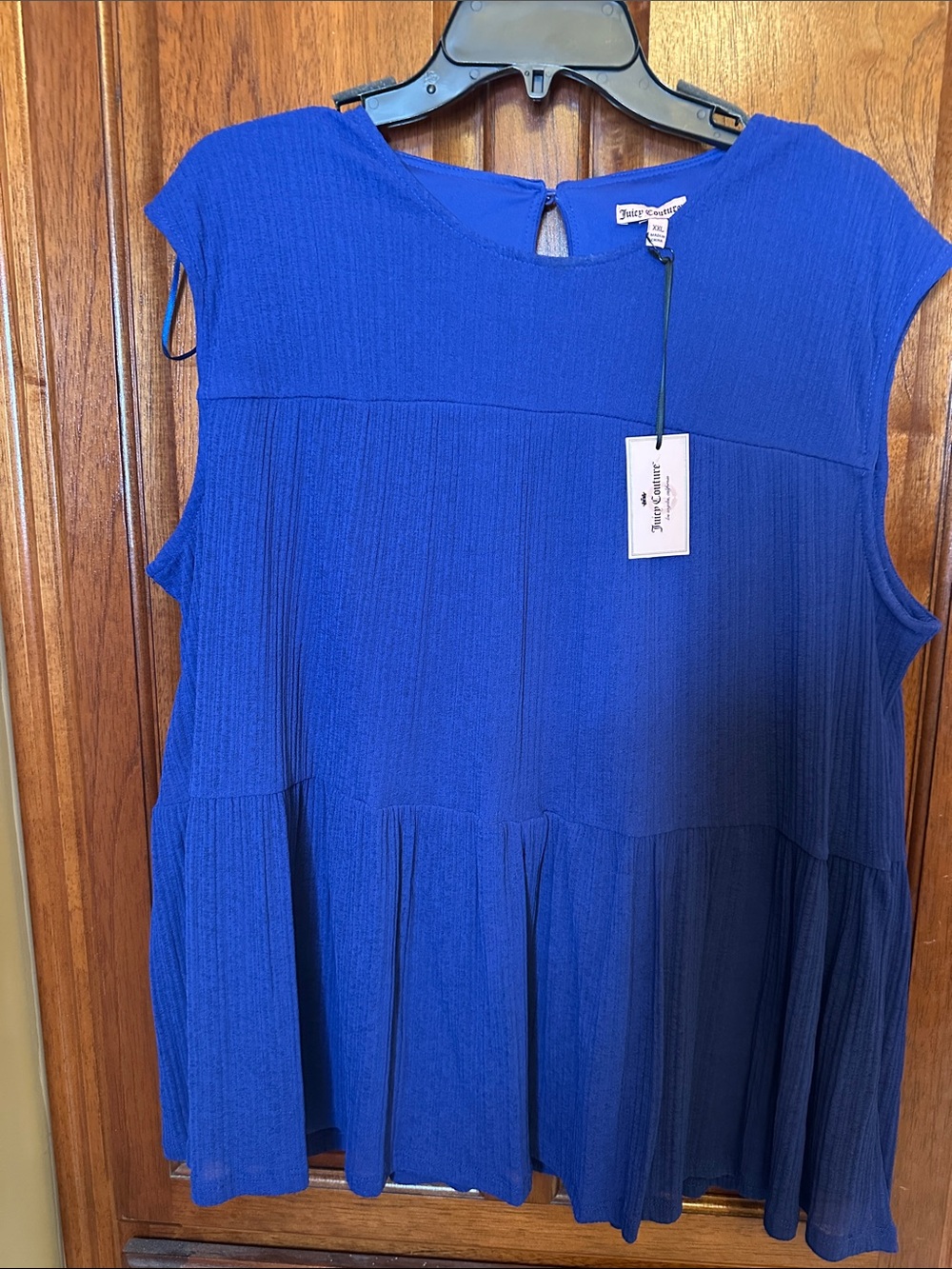 Juicy Couture Cobalt Blue Sleeveless Tiered Peplum Top